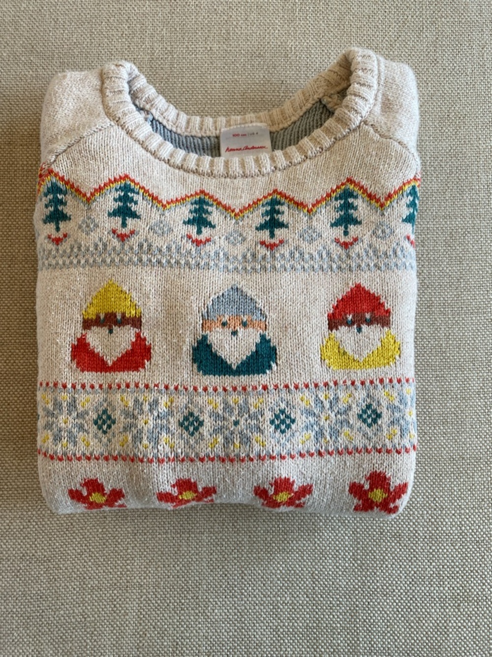 Hanna Andersson Gnome Patterned Sweater - Cream, Red, Blue, Yellow - Picture 13 of 13